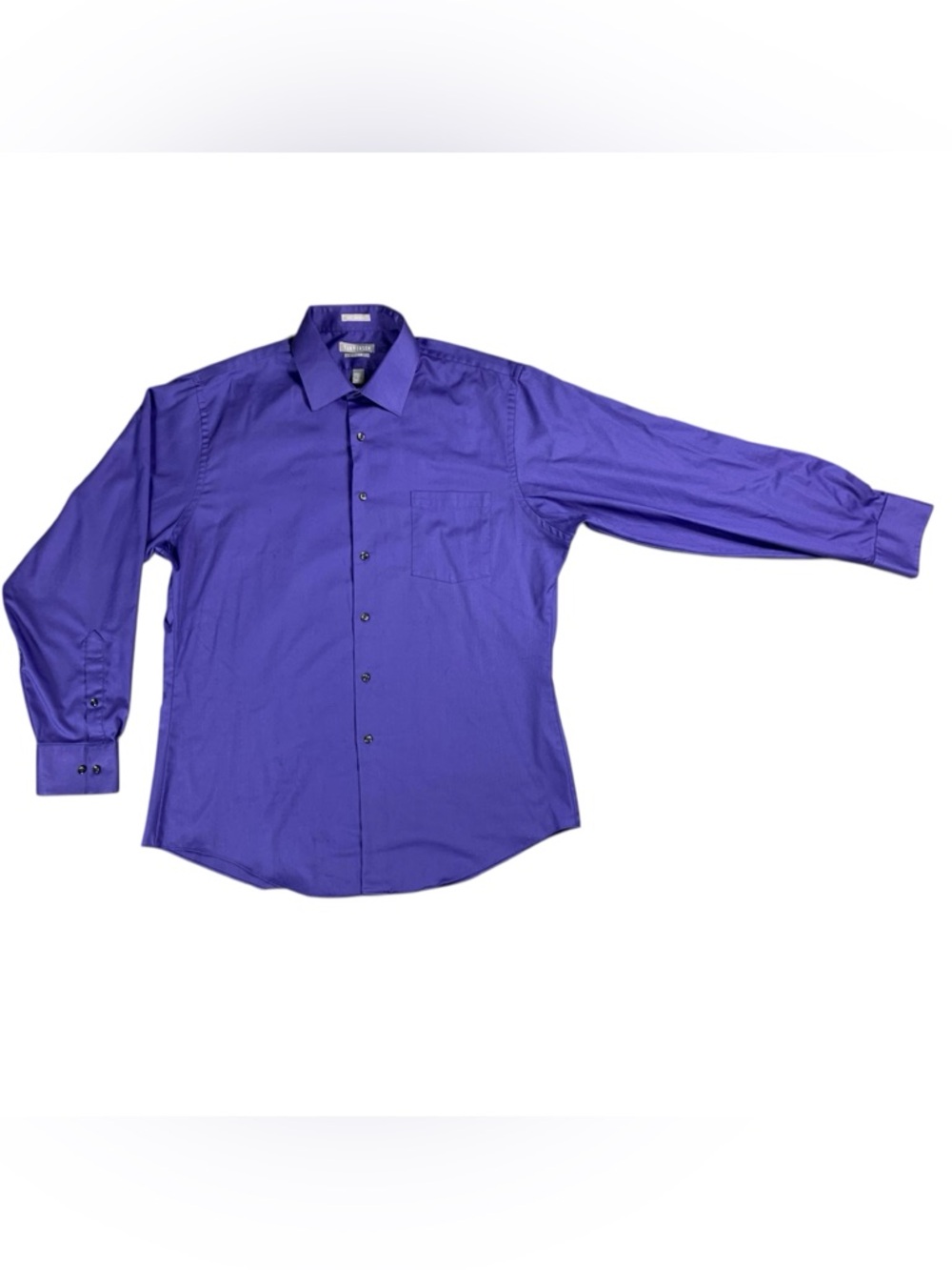 Van Heusen Mens Purple Dress Shirt Long Sleeve Lux Satin Fitted Size 17 34-35